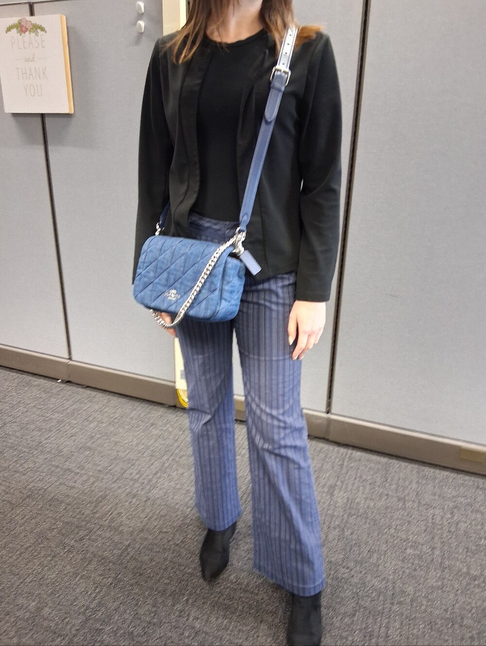 Coach Quilted Denim Shoulder Bag with Silver Chain - Picture 7 of 8